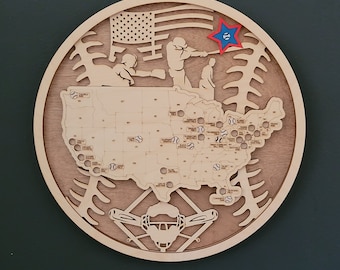 Baseball Stadiums Layered Map Tracker. MLB
