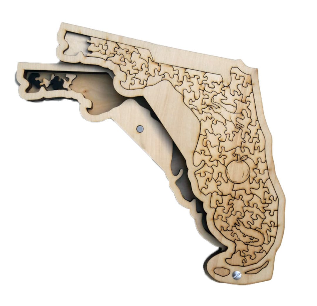 State of Florida Wooden Jigsaw Puzzle With Box - Etsy