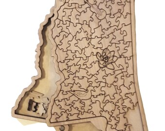 State of Mississippi wooden jigsaw puzzle with box