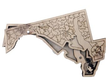 State of Maryland wooden jigsaw puzzle with box