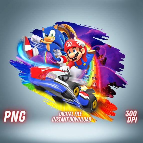 Mario and Sonic PNG Clipart Transparent Image File Cricut TShirt Design Digital Download