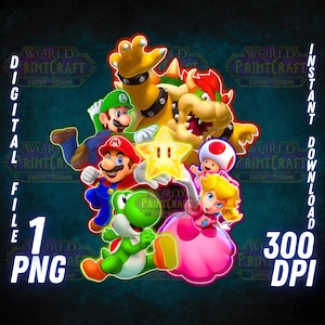 Super Mario PNG, Mario Bros PNG, Super Mario Shirt, High Quality, Cricut, Cake Topper, Instant Download, Transparent, Printable Mario, Peach