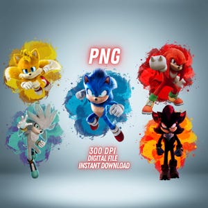 Sonic The Hedgehog 3 Bundle PNG, Sonic 3 Movie, Shadow, Clipart, Image Pack, Cricut, Shirt, Digital File, Wallart, Sticker, Instant Download