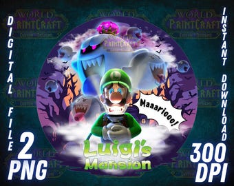 Luigi’s Mansion PNG Super Mario Bros Clipart Digital Download Gamer Wall Art Sticker