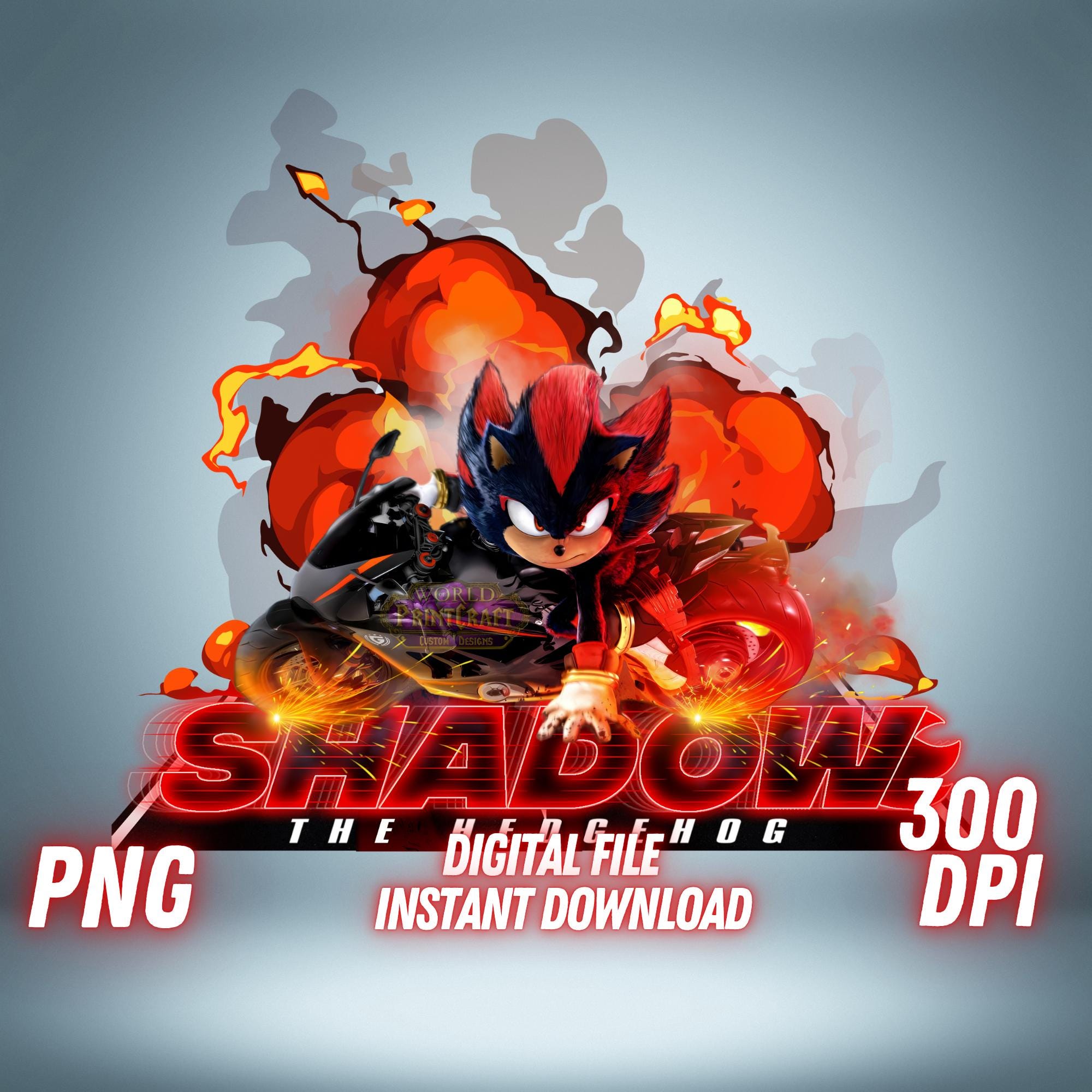 Shadow the Hedgehog PNG Sonic 3 Movie Clipart Shadow Motorbike Printable Shadow T Shirt Sublimation Design Shadow Cricut Shadow Wall Art