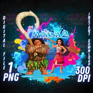 Moana 2 png, Movie Clipart, Maui, Wall art, Cricut Printable High Resolution, Cake Topper, Digital Art, Instant Download, Printable Image