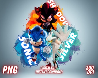 Sonic 3 PNG Shadow Clipart zilveren tshirt sublimatie Wall Art Design digitale download