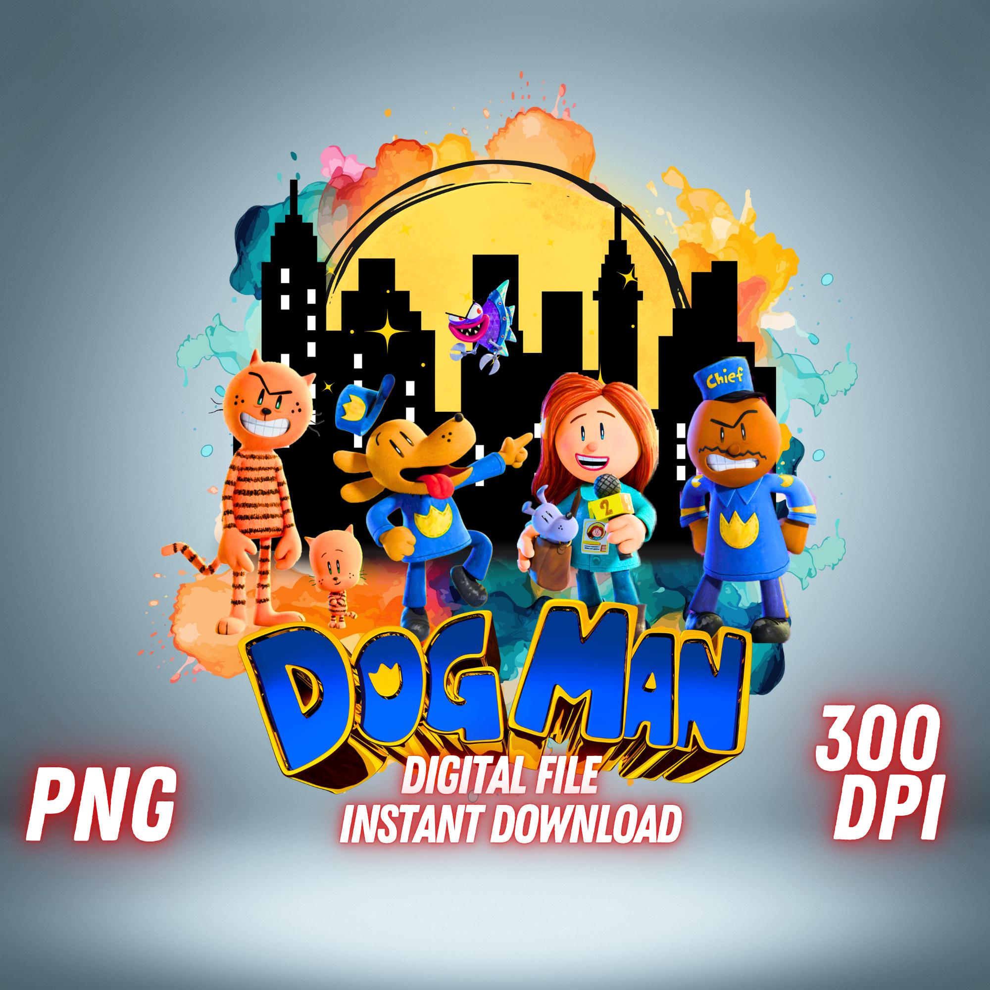 Dog Man PNG Dogman Clipart Cartoon Tshirt Sublimation Design Cake