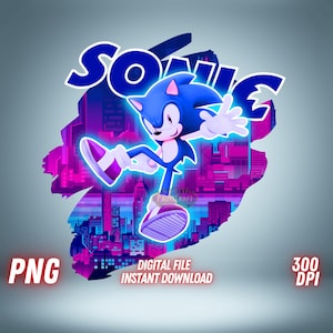 Sonic the Hedgehog PNG Sonic 3 T-Shirt Clipart Sonic Digital File for Cricut Sonic Transparent Image Sonic neon design Instant Download