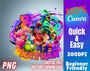 Super Galaxy Png Birthday Canva Editable Template Tshirt Sublimation Transparent Image Digital  Download