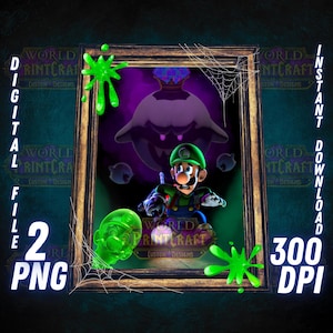 Luigis Mansion PNG Digital File Nintendo Super Mario Bros Printable Gamer Room Art