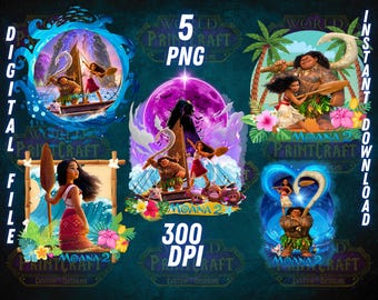 Paquete de imágenes PNG de Moana 2: Maui, arte mural (descarga digital)