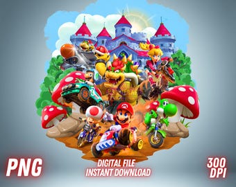 マリオカートの水彩画クリップアート：スーパーマリオPNG（デジタル