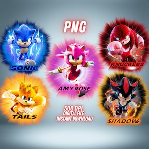 Sonic The Hedgehog 3 PNG Bundle, Sonic 3 Movie, Shadow, Clipart, Image Pack, Cricut, Shirt, Digital File, Wallart, Sticker, Instant Download