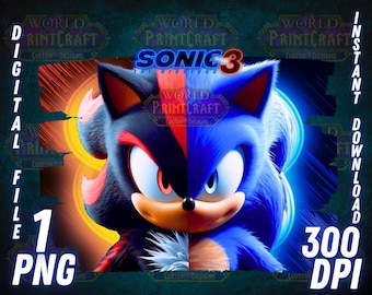 Sonic vs Shadow PNG Clipart T-shirt Design sublimatie afdrukbare kunst digitaal bestand downloaden
