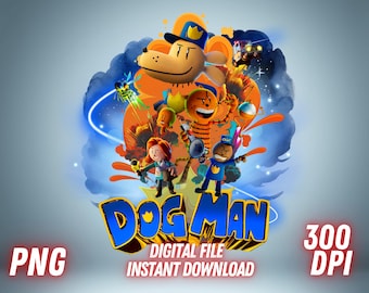 DogMan PNG Movie Tshirt Sublimation Design Printable Image Cake Topper Instant Digital Download