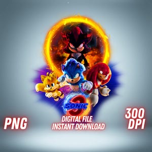 Sonic PNG Sonic the Hedgehog PNG Sonic 3 Movie Clipart Sonic T Shirt Printable Digital Download Sonic Image Print Sonic Instant Download