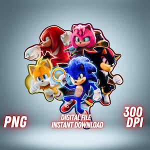 Sonic 3 the Hedgehog PNG | Sonic 3 Movie Clipart | Digital Download | Sonic Birthday Shirt PNG | Gamer Party Printable Design