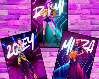 Kpop Demon Hunter Wall Art Printable Poster Bundle PNG Digital Kids Room Decor