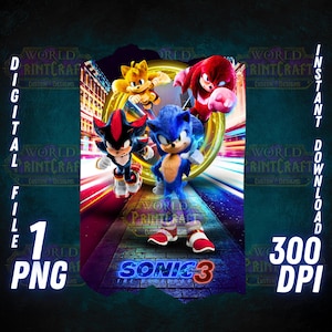 Sonic 3 The Hedgehog Png, High Quality, Clipart, Image, Cricut, Tee, Tshirt, Digital File, Wall Art, Sticker, Instant Download, Sonic Movie