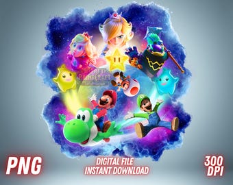 Mario Galaxy - Película PNG imprimible, clipart, camiseta, sublimación, imagen transparente, descarga digital instantánea