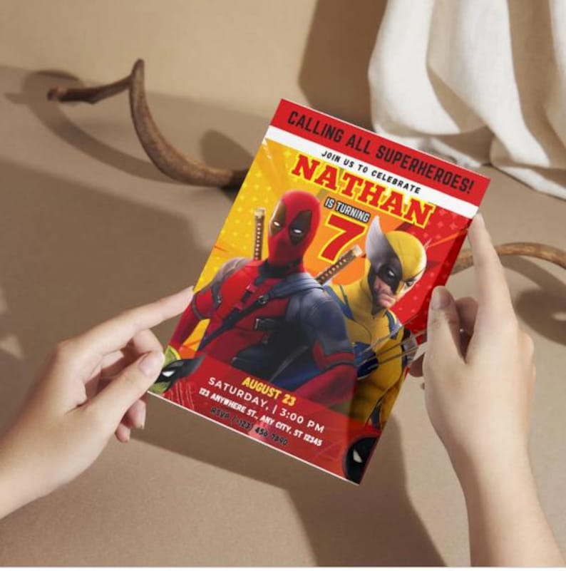 Deadpool & Wolverine Birthday Invitation Super Hero Bday Party Canva ...