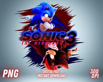 Sonic 3 & Shadow PNG-afbeeldingen: T-shirtontwerp, kunst aan de muur (digitaal bestand)