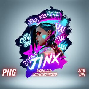 Jinx Png Arcane JInx T Shirt Sublimation League of Legends LOL Jinx Clipart Image Jinx Cricut Digital File Instant Download jinx printable