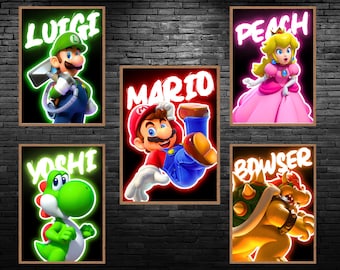 マリオ＆フレンズ ポスター キッズルームプリント：ゲームウォール