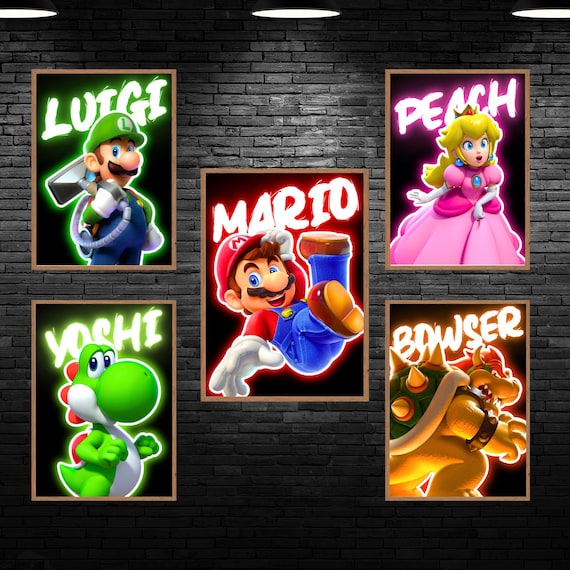 Super Mario Poster PNG Image Collection Kids Room Wall Decor Art
