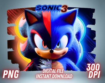 Sonic & Shadow PNG the Hedgehog Clipart Bundle, Sublimation Designs (Digital File Instant Download)