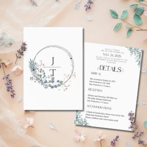 Customizable wedding invitation, printable Canva template, DIY digital invitation "Garden of Love"