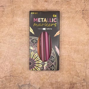 Set of 6 professional quality metallic markers 1.2mm