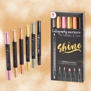 Set mit 6 Metallic Kalligraphie Twin Markers 2-5 mm in Profiqualität