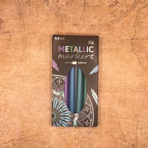 Set of 6 professional quality metallic markers 1.2mm