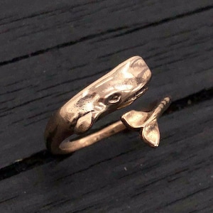 Whale Wrap Ring in Solid Bronze Sperm Whale Ring