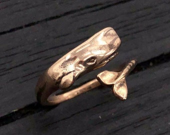 Whale Wrap Ring in Solid Bronze Sperm Whale Ring