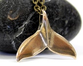 Humpback Whale Fluke Necklace Whale Tail Pendant in Solid bronze