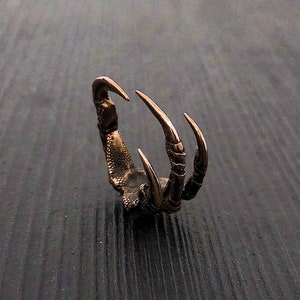 Raven Claw Talon Wrap Ring Solid Hand Cast Jewelers Bronze Sizes 6 to 12 Available Crow Foot Statement Jewelry Gift image 2