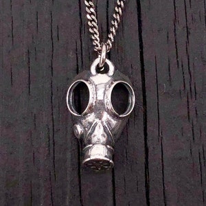 Gas Mask Necklace in Solid Sterling Silver Steampunk Gas Mask Pendant
