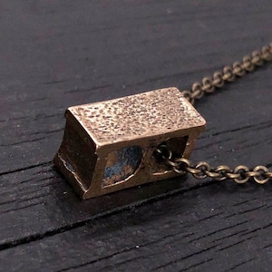 Cinder Block Necklace Golden Bronze Cinder Block Pendant Necklace Freemason Gift Builder Jewelry Brick Necklace Construction Jewerly