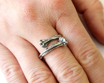 Silver Bone Ring in Solid White Bronze with Sterling Overlay Bone Ring