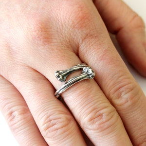 Silver Bone Ring in Solid White Bronze with Sterling Overlay Bone Ring