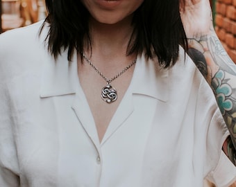 Sterling Silver Snake Necklace | Ouroboros Serpent Pendant Oxidized Silver | Fantasy Jewelry Gift for Her