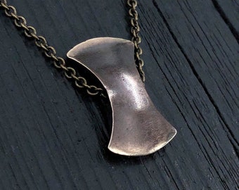 Double Bit Axe Head Necklace in Solid Bronze Cruiser Axe Pendant