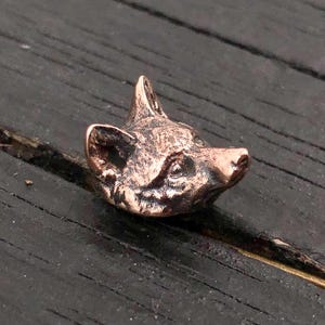 English Fox Ascot Lapel Stick Pin in Solid Bronze