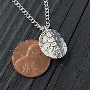 Turtle Shell Charm  Necklace in Solid Sterling Silver Terrapin Tortoise