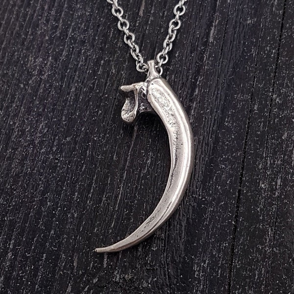Eagle Talon Claw Pedant Necklace - Solid Hand Cast .925 Sterling Silver - Polished Finish - Unisex Raptor Nature Lover Gift