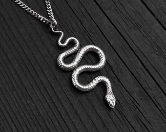 Viper Snake 925 Silver Necklace, Snake Handmade Sterling Silver Necklace, Snake Silver Pendant Handmade, Animal Lover Necklace, Men Necklace