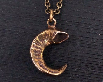 Ram Horn Necklace in Solid Bronze - Aries
